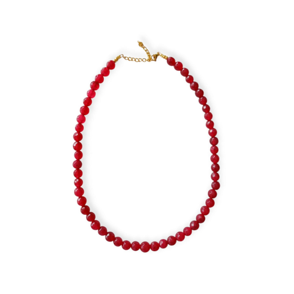 Ketting natuursteen - framboos rood