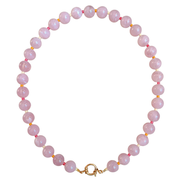 Ketting grote kraal - roze