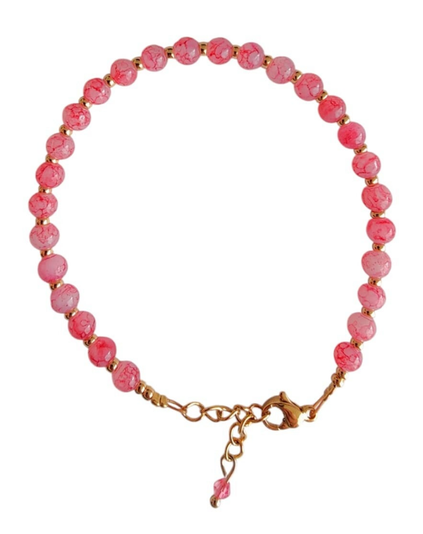 Armband roze met goud