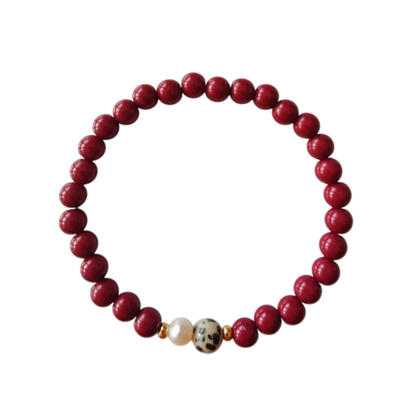 Armband burgundy met zoetwaterparel