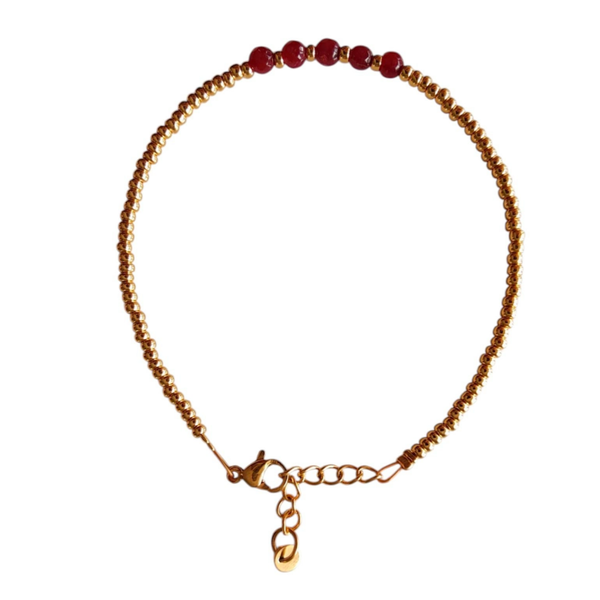 Armband goud met bordeaux rode accenten