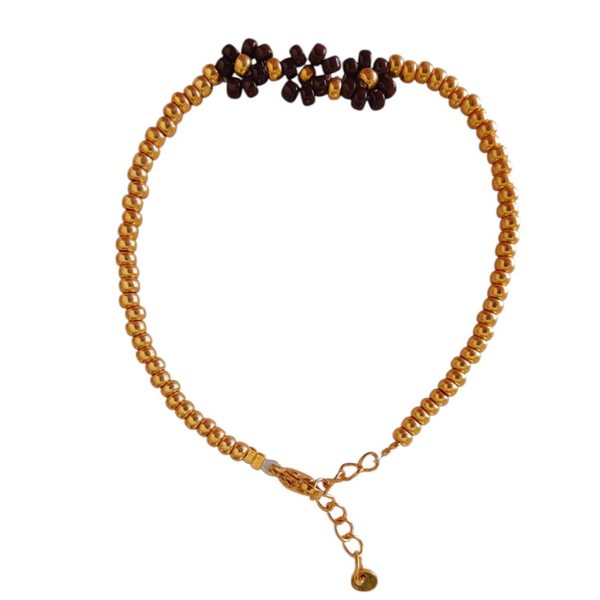 Armband bloem chocolade bruin