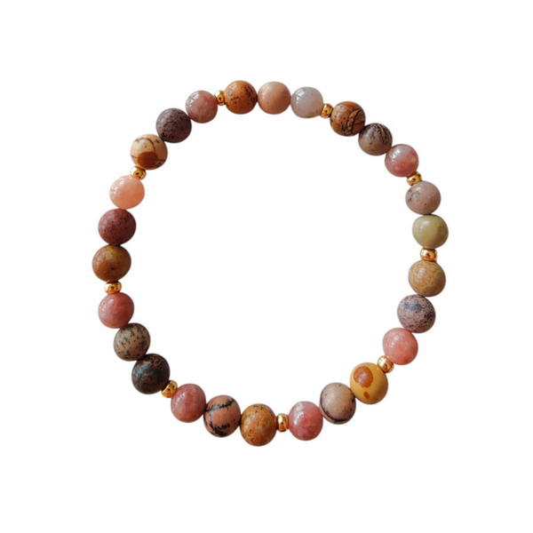 Armband natuursteen - warme kleuren