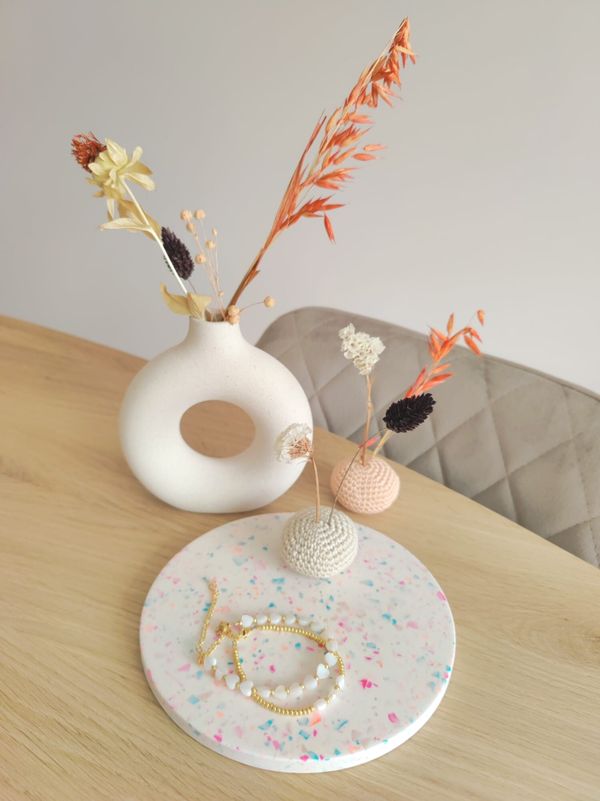 Klein dienblad: blauw/roze/oranje