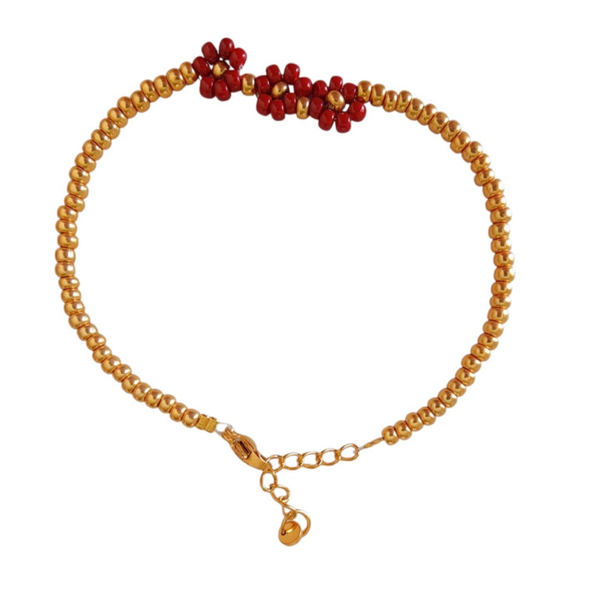 Armband bloem bordeaux rood