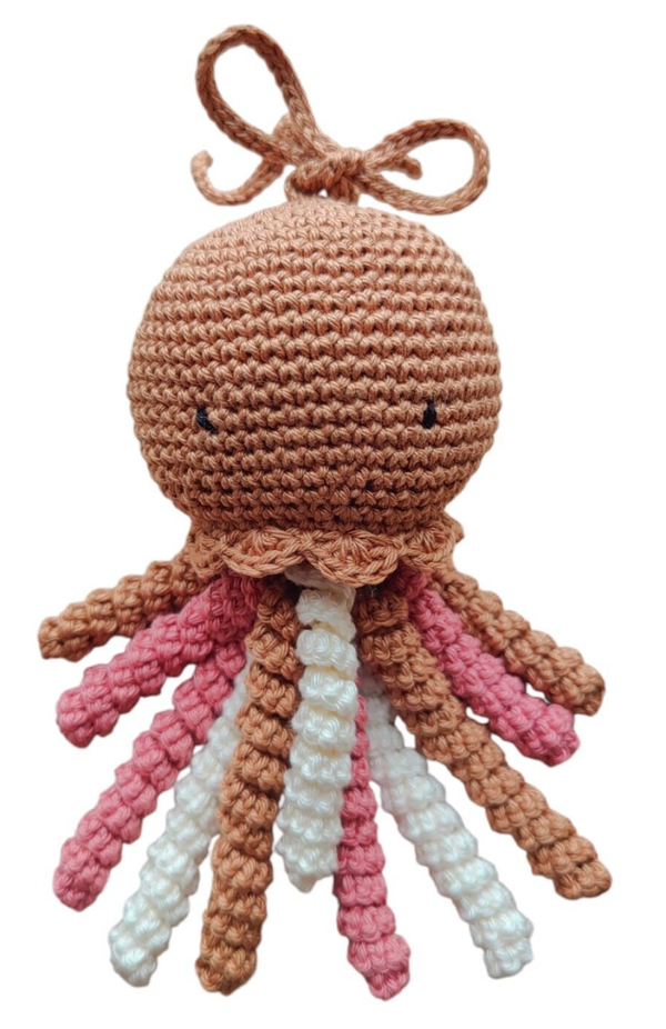 Octopus knuffel mini - bruin roze