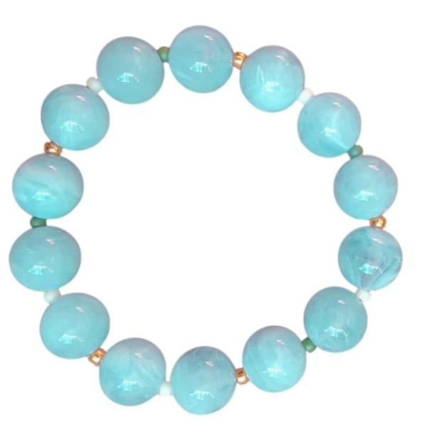 Armband grote kraal blauw