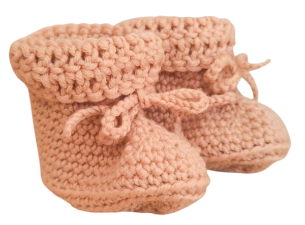 Slofjes baby - merino wol - perzik