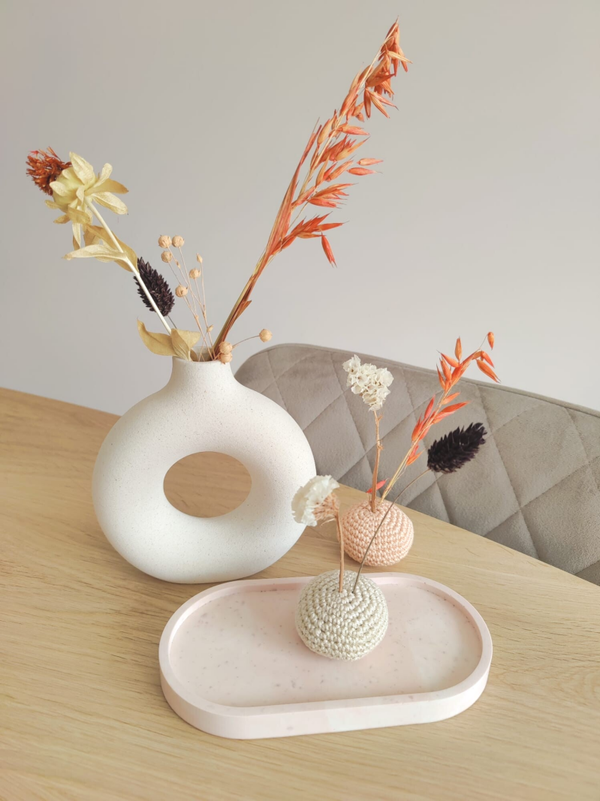 Onderzetter ovaal: marmer roze/wit