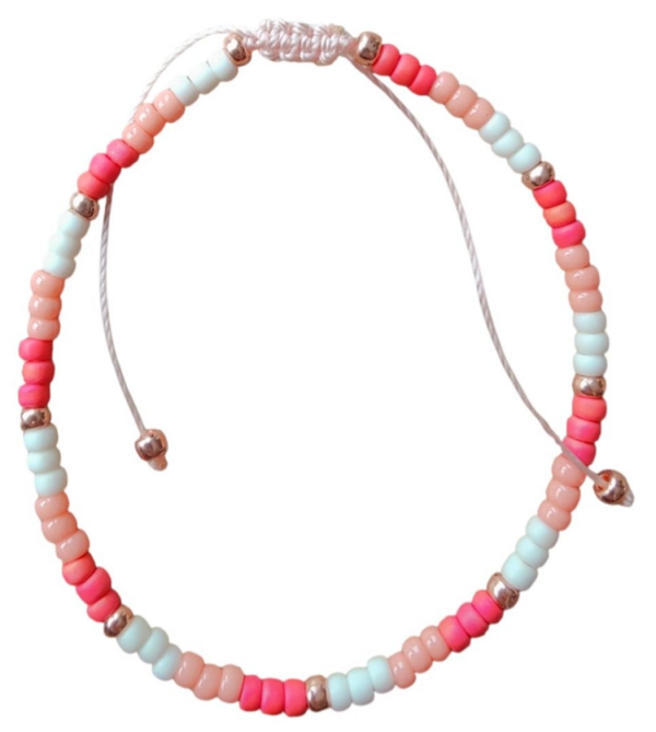 Armband met schuifknoop - zalm, roze en wit