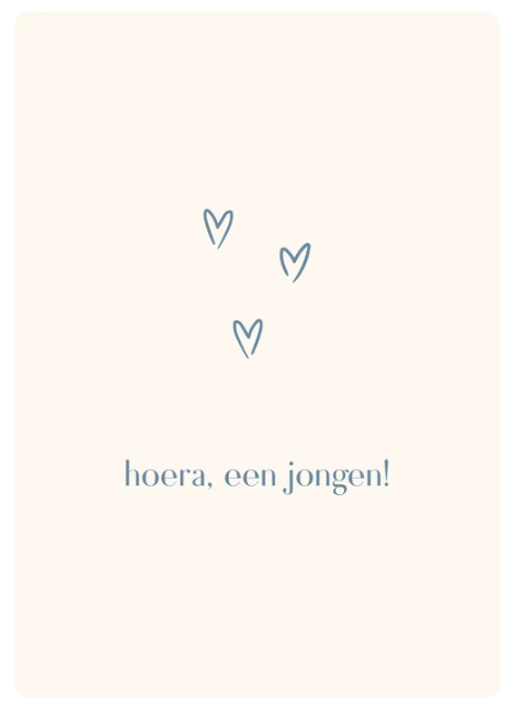 Wenskaart hoera een jongen