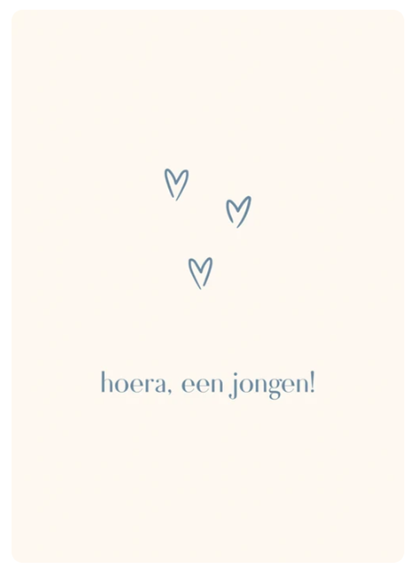 Wenskaart hoera een jongen