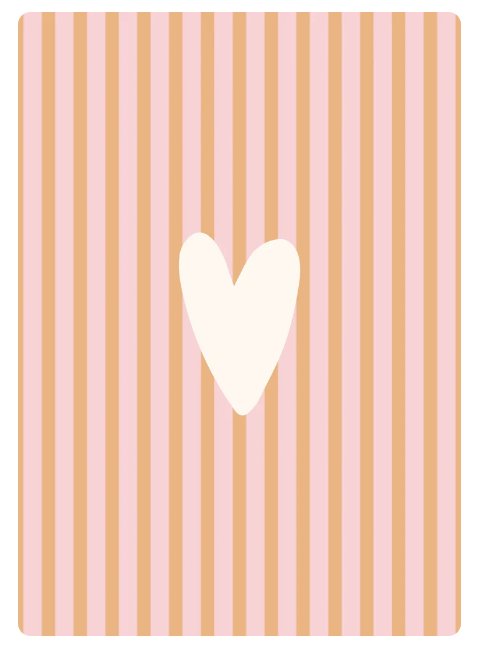 Wenskaart oranje - roze met hartje