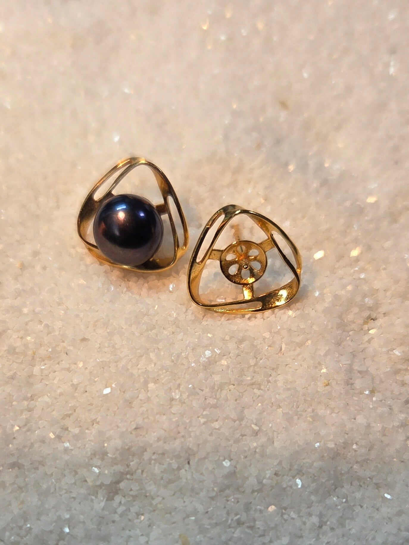 Sterling Silver Gold Plated Triangle Earrings