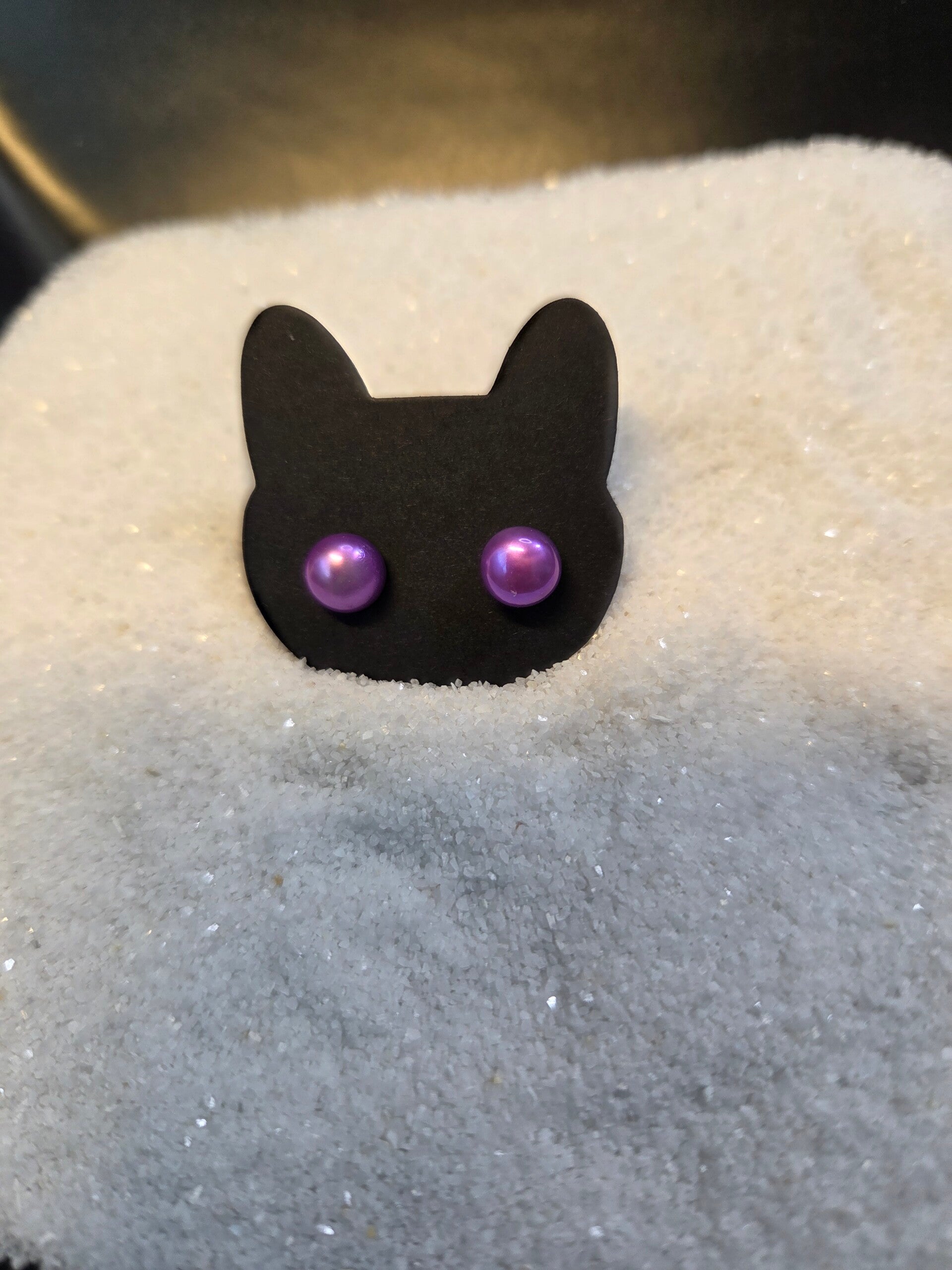 Button Pearl Purple Stud Earrings