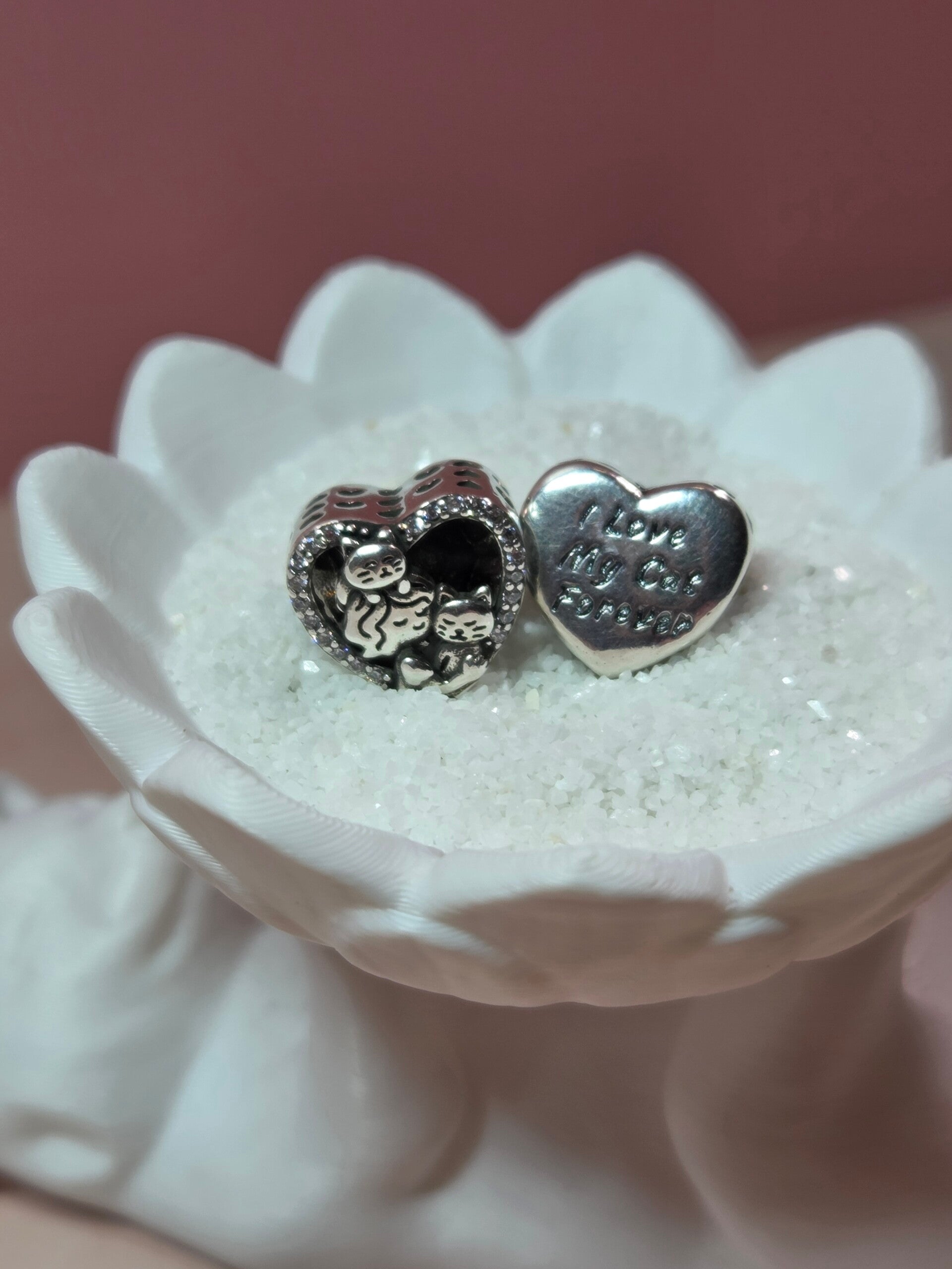 Sterling Silver Girl and Cats Charm