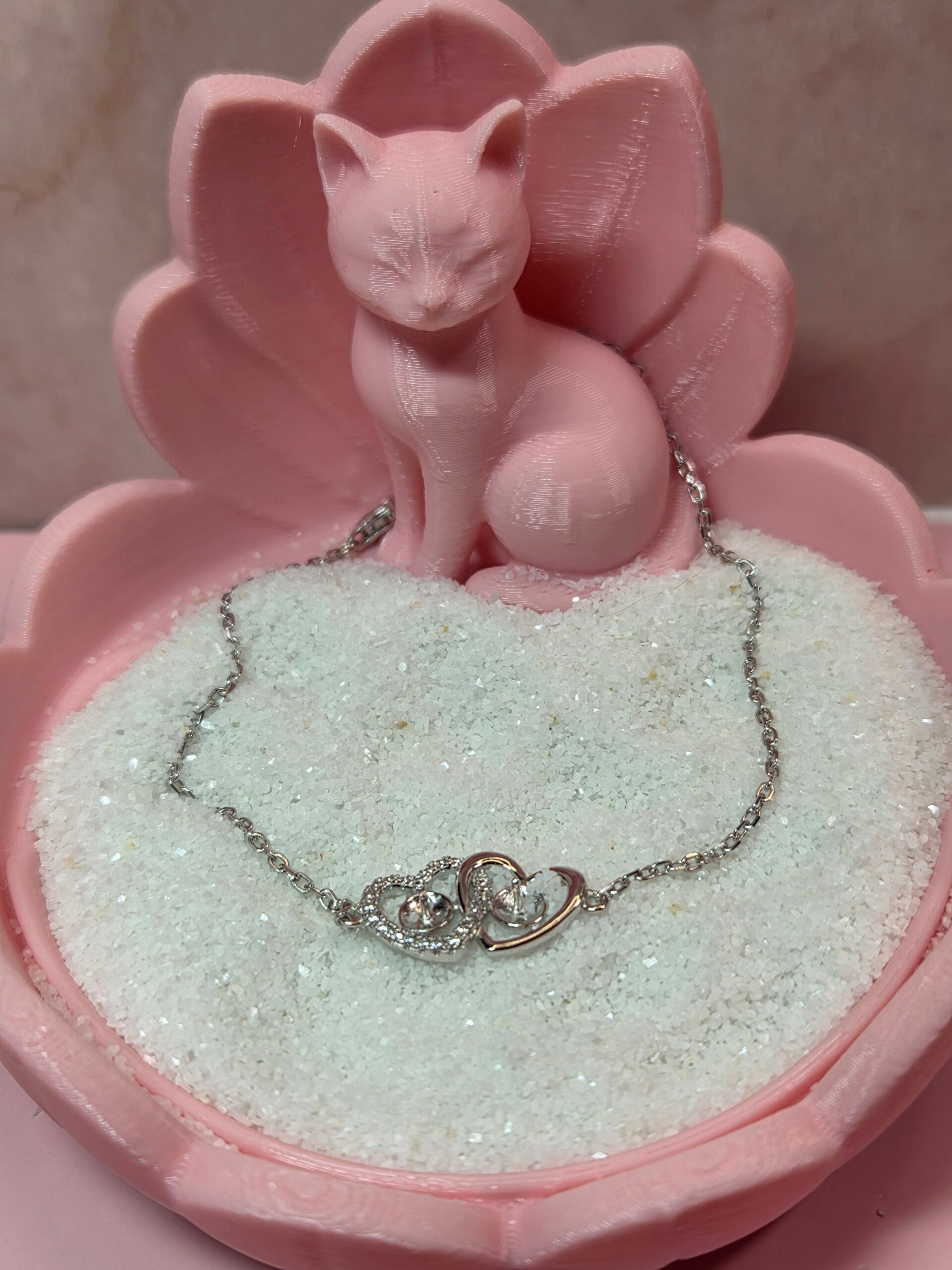 Sterling Silver Double Heart Bracelet with CZ