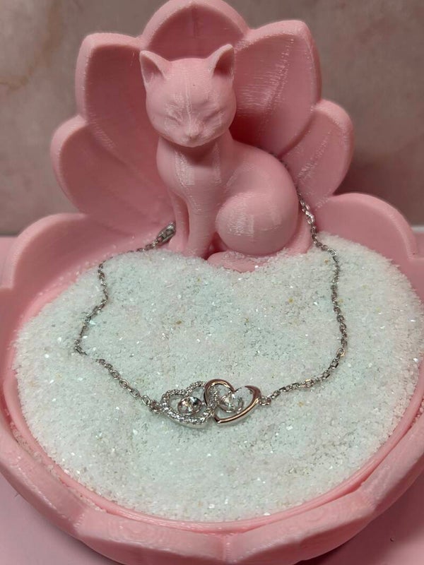 Sterling Silver Double Heart Bracelet with CZ