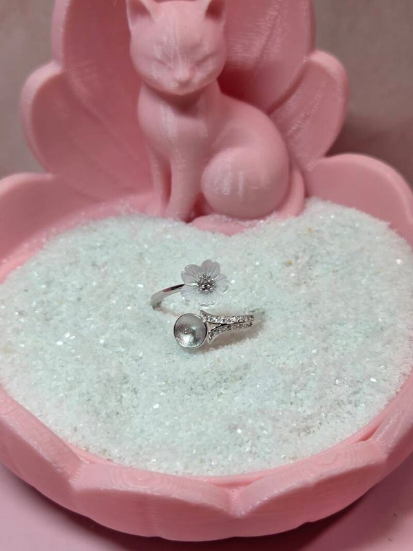 Sterling Silver "Rey" Ring with Flower