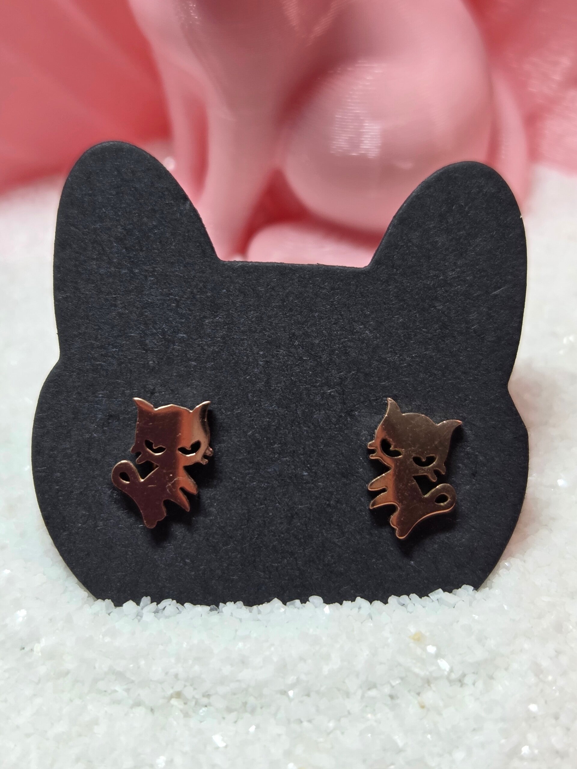 Stainless Steel Dancing Cat Earrings