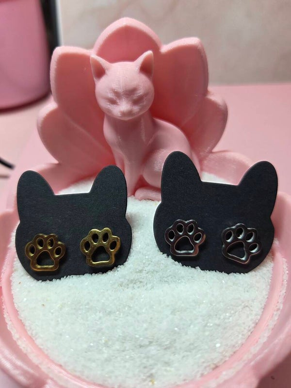 Stainless Steel Dog or Cat Paw Earrings