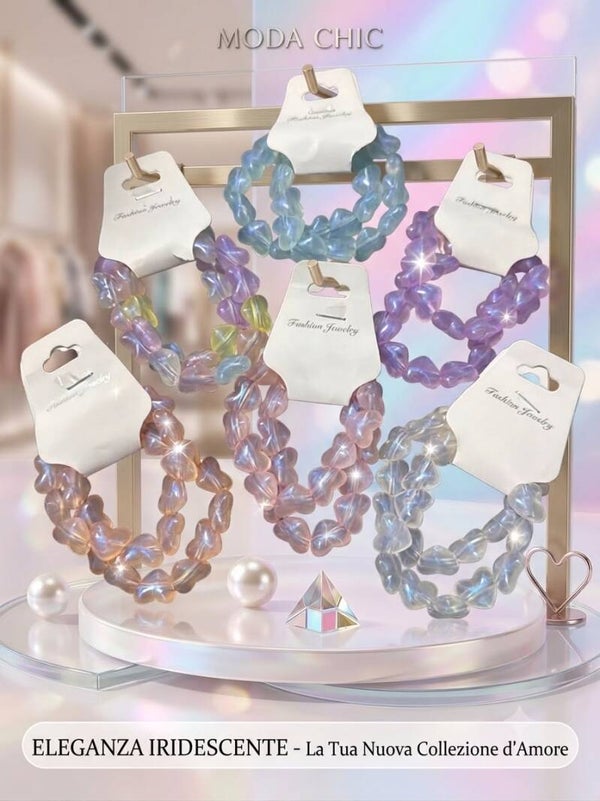 Coppia di Bracciali a forma di Cuore Diverse Colorazioni