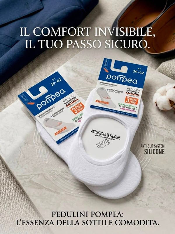 Pompea pedulini antiscivolo in silicone 3 paia