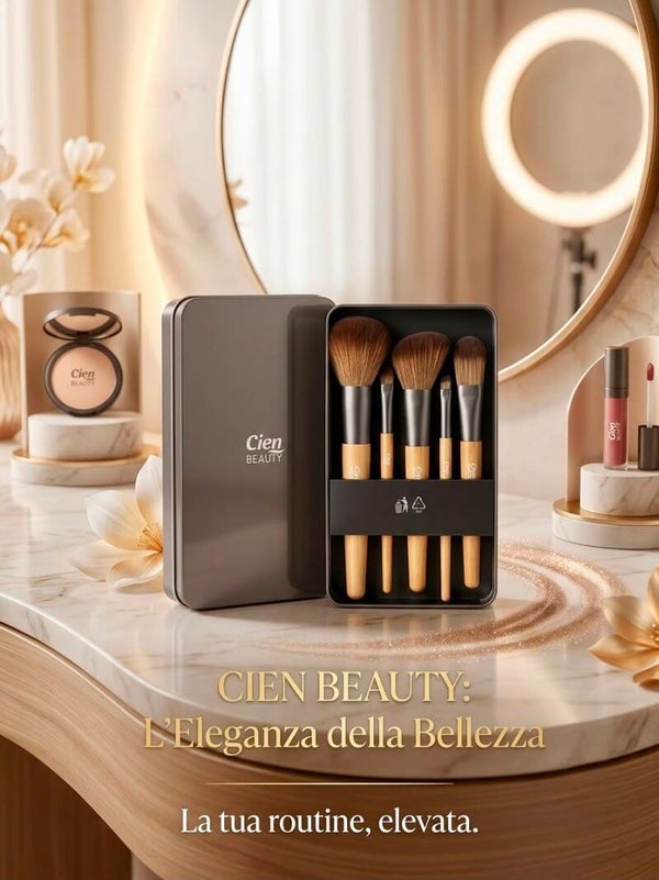 Cien Beauty 5 Pennelli per Trucco 100% Sintetici