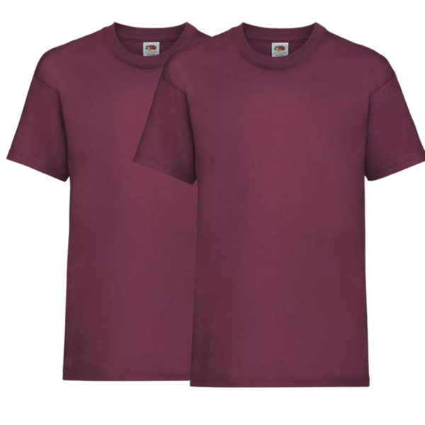 Twin Pack Cotton School PE T-Shirts - Maroon