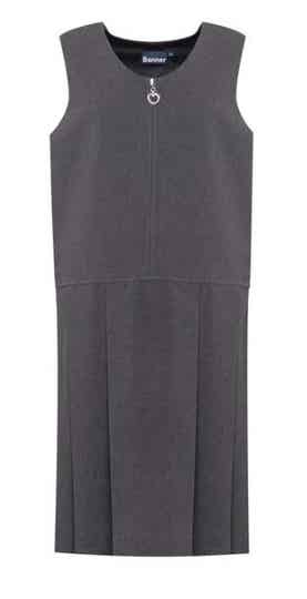 Girls Pleated Pinafore - Grey