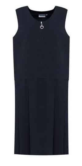 Girls Pleated Pinafore - Navy