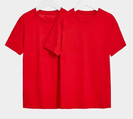 Twin Pack Cotton School PE T-Shirts - Red
