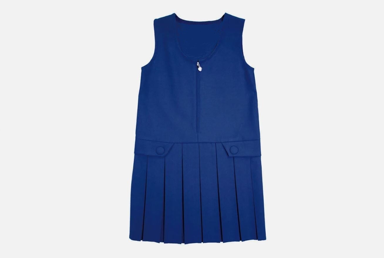 Girls' Box Pleat Pinafores - Elastic Waist - Royal Blue