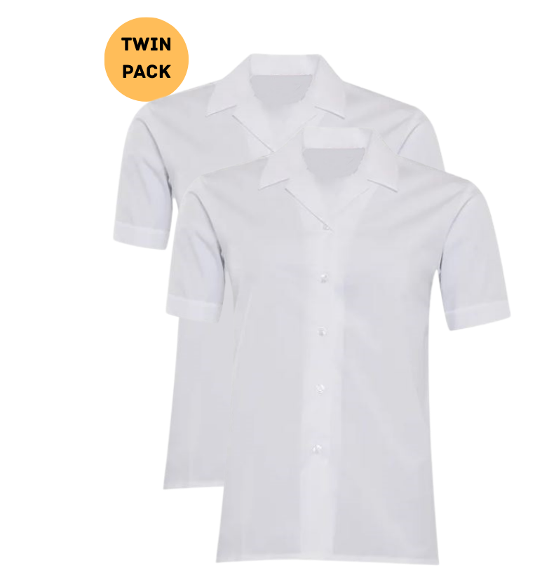 Twin Pack Girls Short Sleeve Revere Blouse
