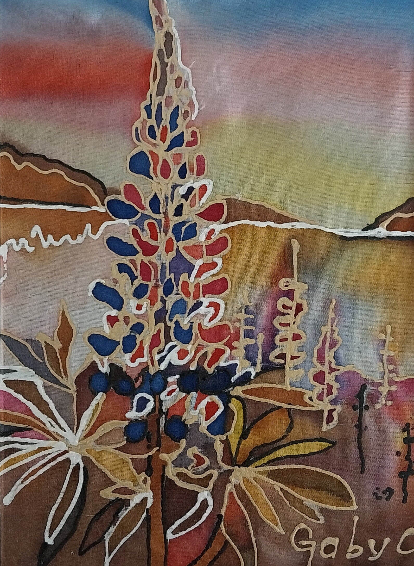 Lupin Flowers in Sunset