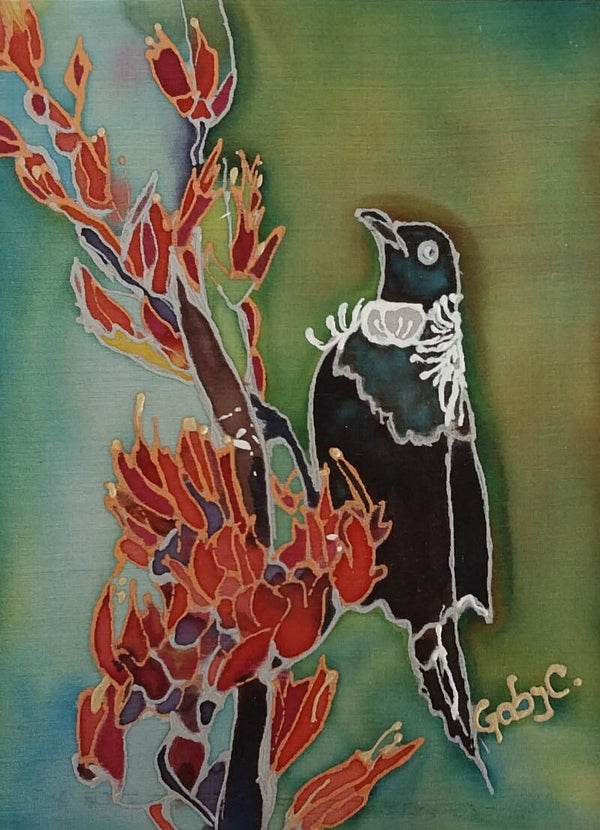 Tūi on the Flax Branch