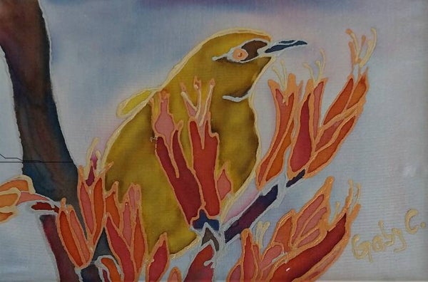Bellbird on a Flax