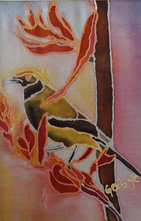 Bellbird on a Flax Branch