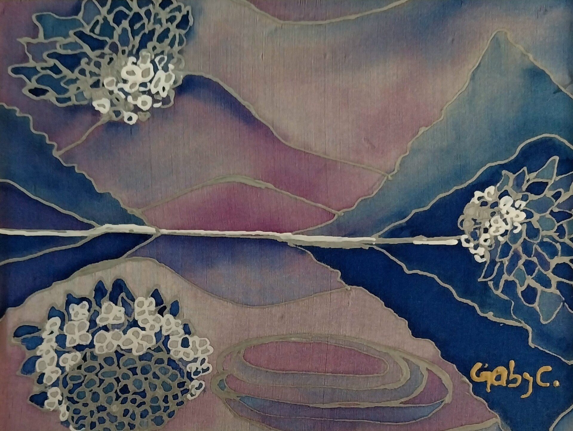 Penwiper with Blue and Purple Landscape