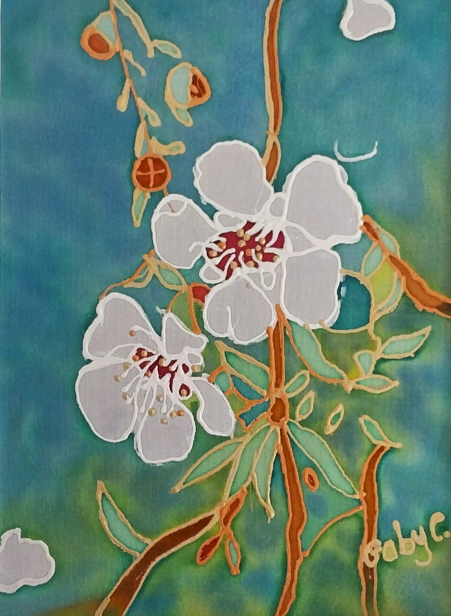 Mānuka Flower — Green Background