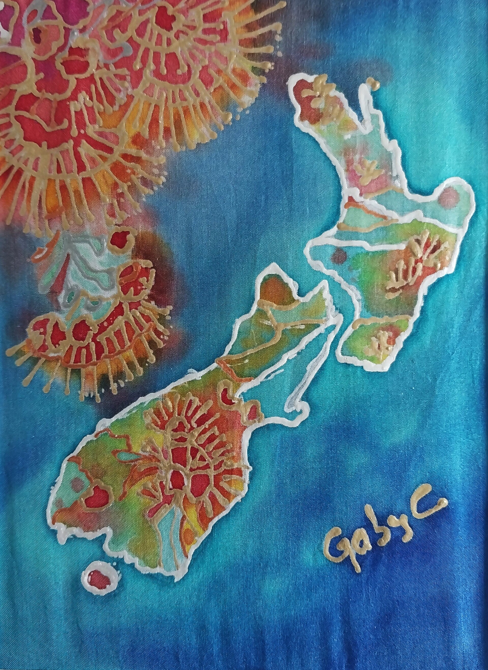 Pōhutukawa and New Zealand Map