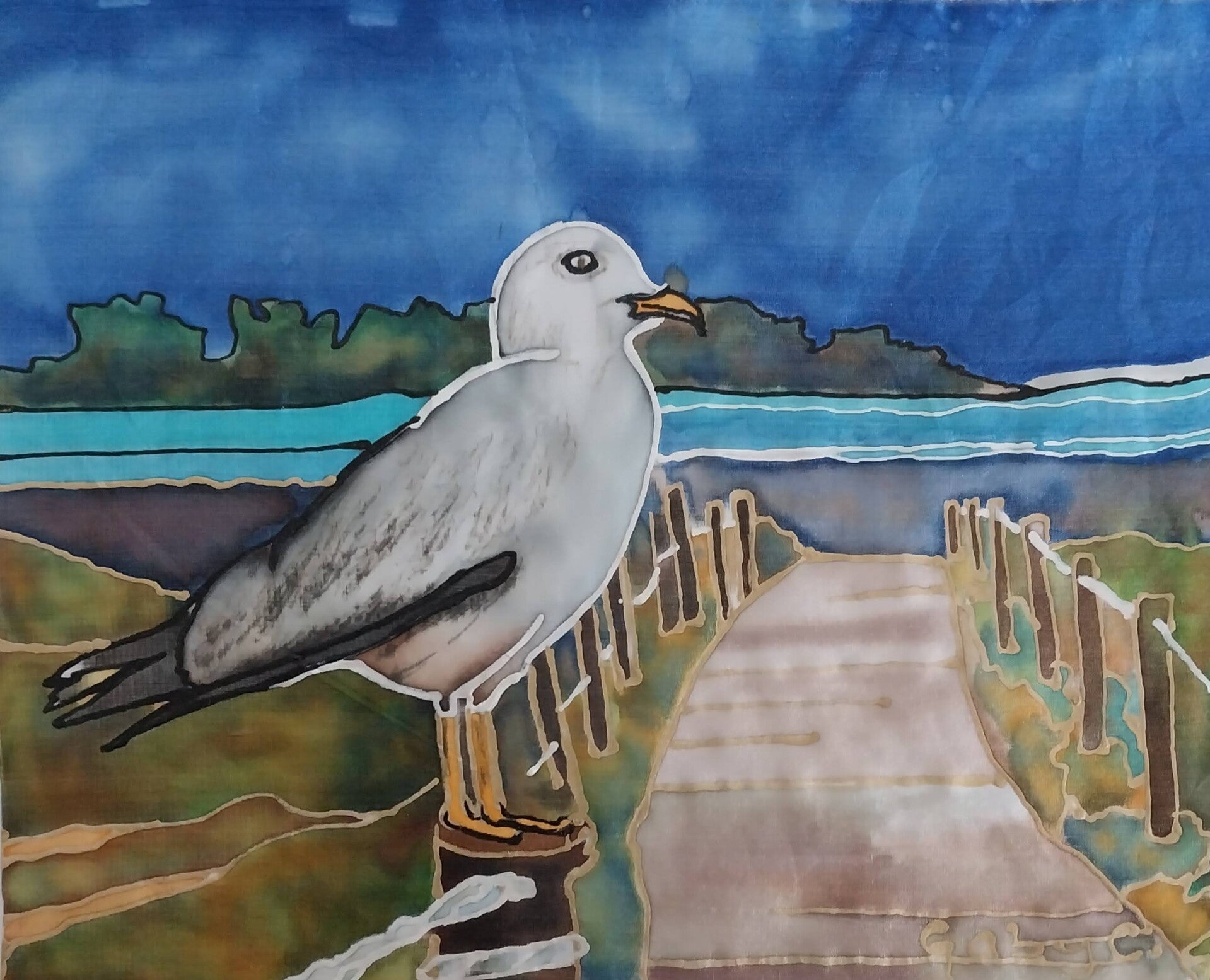 Timaru Beach - Gull on Pillar