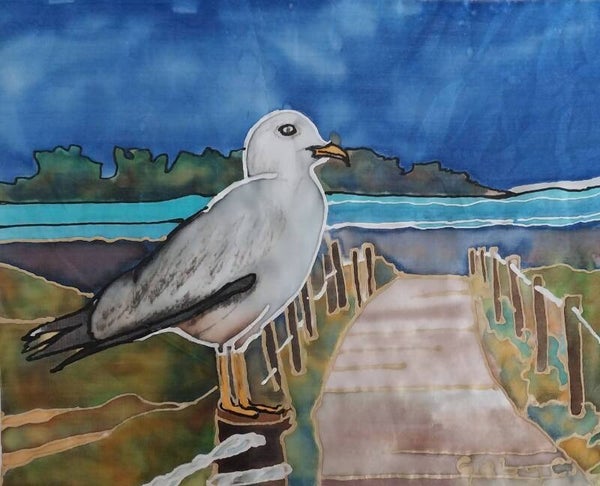 Timaru Beach - Gull on Pillar