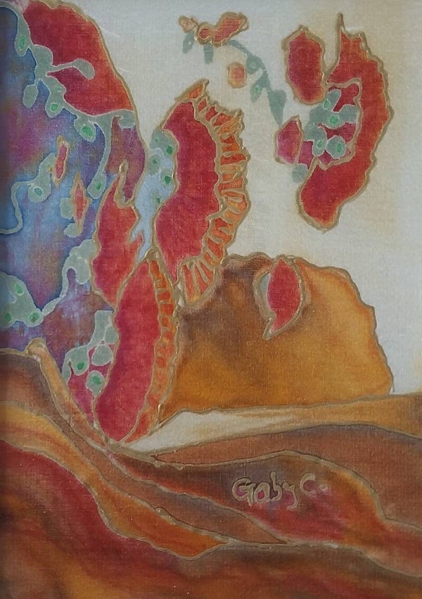 Pōhutukawa over the Orange Sea — Abstract