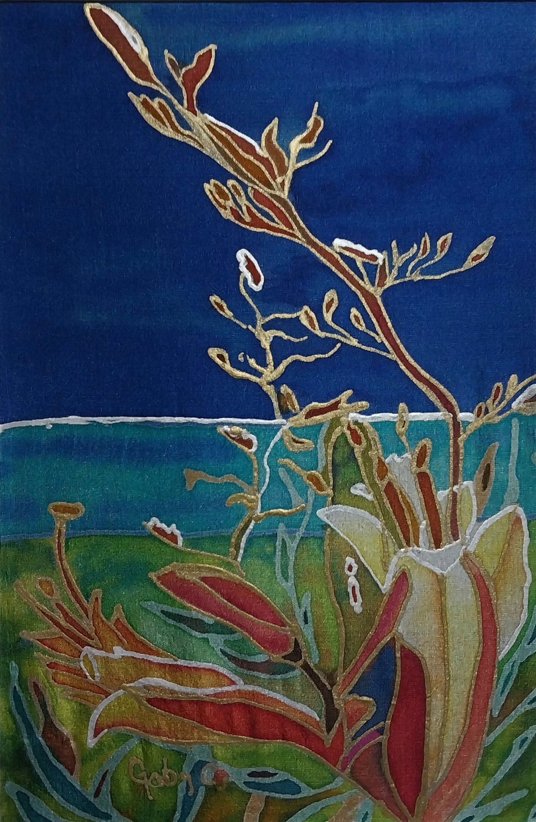Flax with Flowers Near the Beach