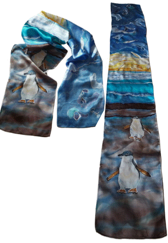 Marine life pure silk scarves - collection hand-painted by Gabriela Cretu at GC-ArtEscape