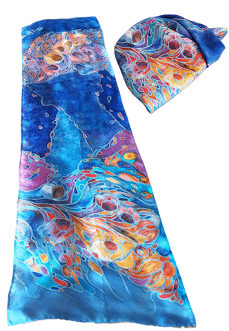 Foxglove hand-painted silk scarf by Gabriela Cretu at GC-ArtEscapes