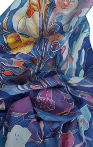 Foxglove flower pure silk scarves - collection hand-painted by Gabriela Cretu at GC-ArtEscape