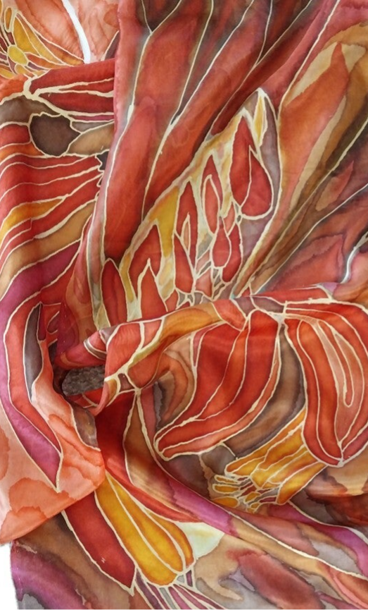 Flax flower - pure silk scarves - collection hand-painted by Gabriela Cretu at GC-ArtEscape