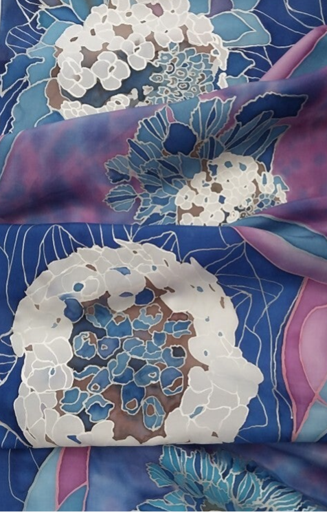 Penwiper flower silk scarves - collection hand-painted by Gabriela Cretu at GC-ArtEscape